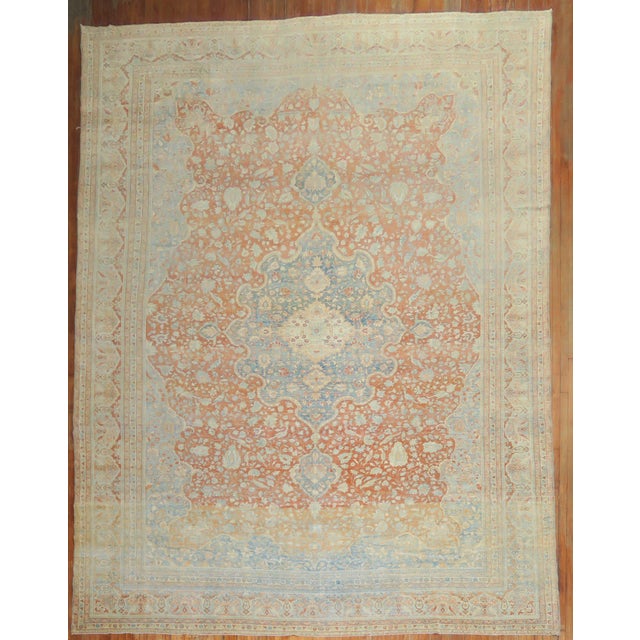 Late 19th Century Zabihi Collection 19th Century Antique Mohtasham Kashan Room size Rug For Sale - Image 5 of 12