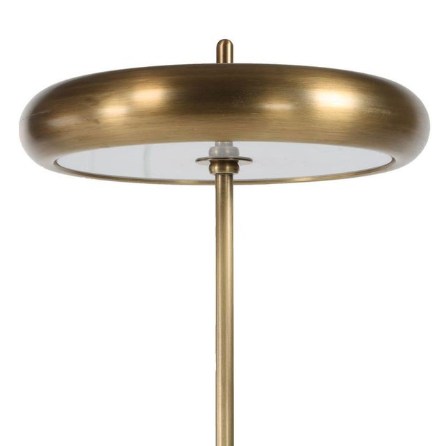 Mid-Century Modern Mod Brass Beret & Marble Floor Lamp For Sale - Image 3 of 7