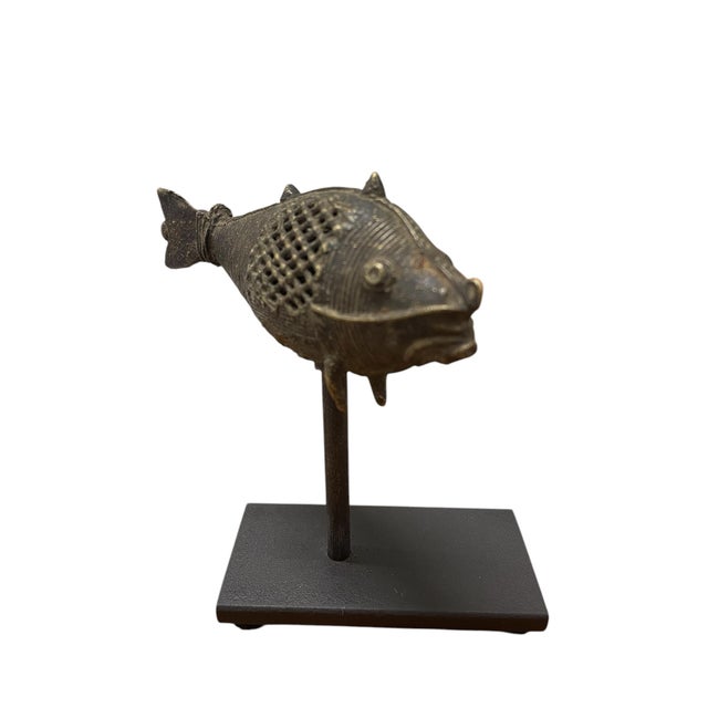 Indian Antique Indian Mounted Bronze Fish Dhokra For Sale - Image 3 of 5