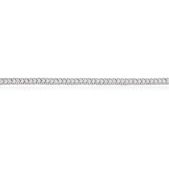 Metal 1980s Vintage Style Pavé Set White Zircon Tennis Bracelet in Sterling Silver 7 Inch For Sale - Image 7 of 14