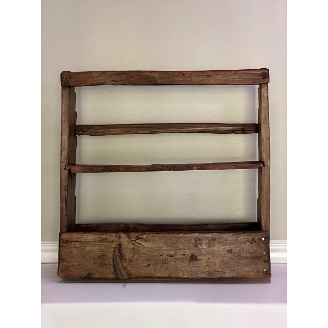 19th Century Rustic Handcrafted Two-Tier Wooden Standing Countertop Shelf For Sale In Philadelphia - Image 6 of 18