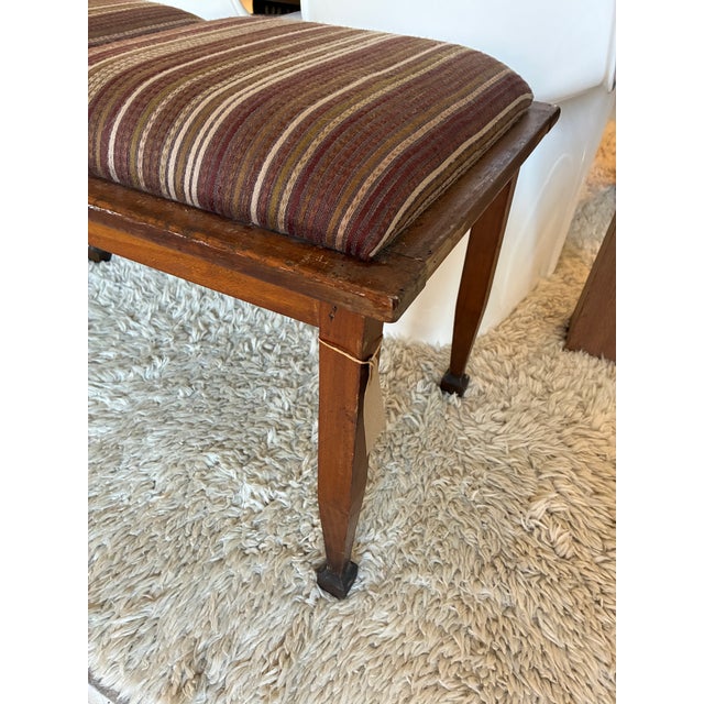 Vintage Italian Multi Seat Wooden Bench, Newly Reupholstered in Stripes For Sale - Image 14 of 18