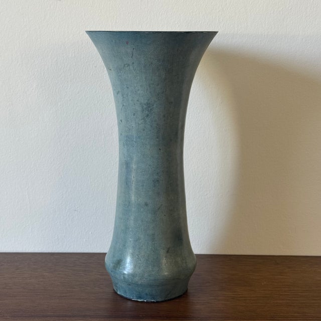 Art Deco Vintage Tall Flared Enameled Bronze Vase For Sale - Image 3 of 5