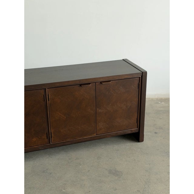 1970's Oak Parquet Credenza For Sale In Los Angeles - Image 6 of 9
