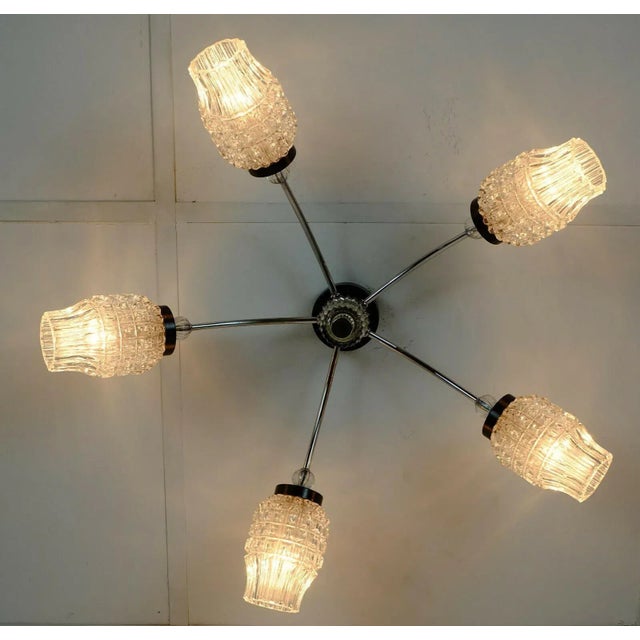 Black Lacquer & Chrome Sputnik Spider Ceiling Lamp, 1960s For Sale - Image 5 of 10