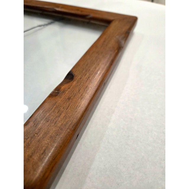 Brown Mid 20th Century Rustic Live Edge Wooden Picture Frame • Natural Stained Wood • Glass Front Wall Frame • Handmade Style Décor For Sale - Image 8 of 11
