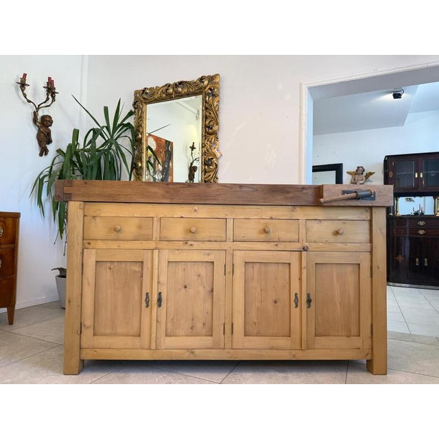Wood Apothecary Drawer Workbench in Pine For Sale - Image 7 of 18