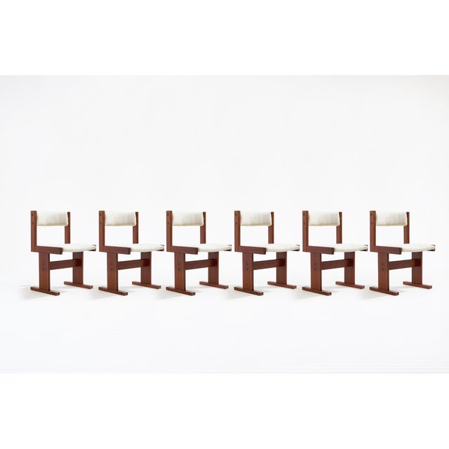 Vintage Stained Oak and Bouclé Dining Chairs by Poul H. Poulsen for Gangsø Møbler, Denmark, 1960s, Set of 6 For Sale - Image 4 of 8