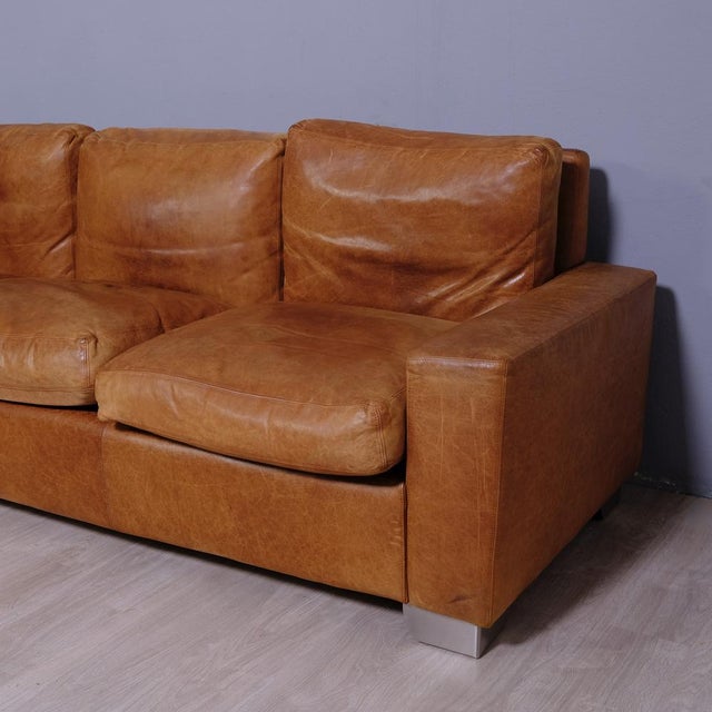 Artisanal Leather 3-Seater Sofa, 1990s For Sale - Image 3 of 18