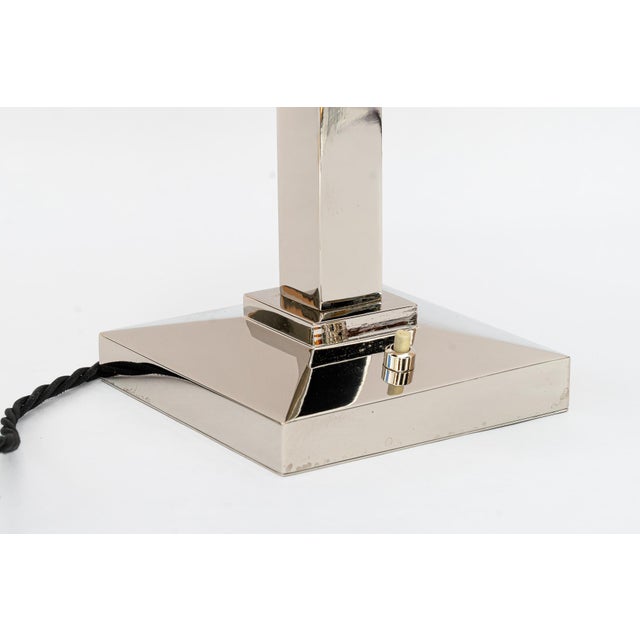 Nickel Table Lamp with Fabric Shade Vienna, Austria, 1920s For Sale - Image 13 of 18