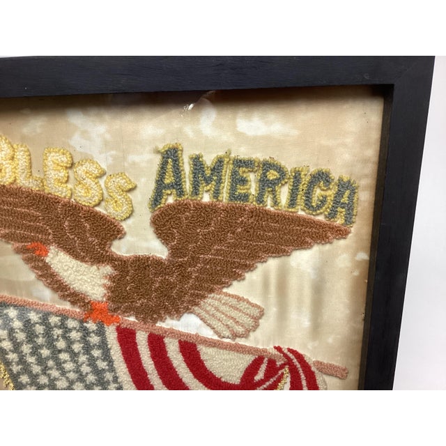 American Antique Patriotic American Eagle Needlework Framed Picture For Sale - Image 3 of 6
