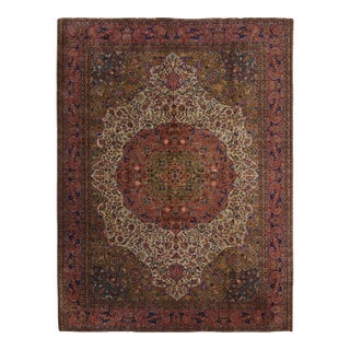 1960s Vintage Persian Handmade Wool Cotton Light Red Area Rug For Sale
