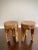 Contemporary Pair of Polished Solid Teak Burl Wood Three Legged Stools by Made Goods For Sale - Image 3 of 13