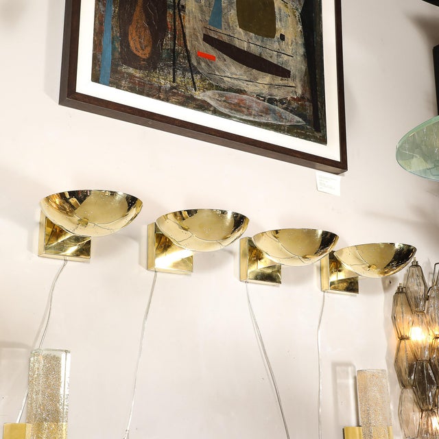 Paavo Tynell Set of Four Mid-Century Modernist Polished Brass Sconces by Paavo Tynell For Sale - Image 4 of 18