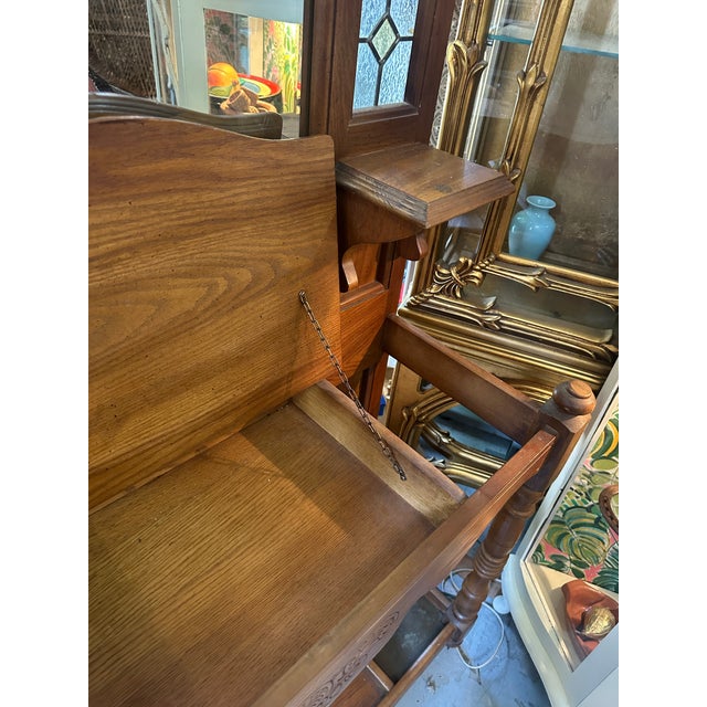 Brown 1970s Mid-Century Modern Wooden and Stained Glass Light Up Hall Tree For Sale - Image 8 of 12