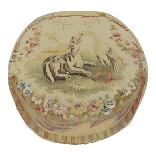 Antique Aubusson Tapestry Chair Back Cover For Sale