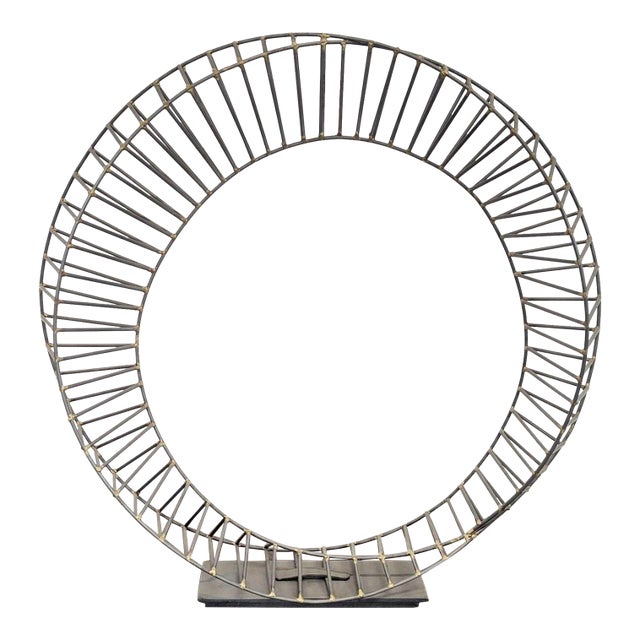 Modern Metal Circular Wire Sculpture for Home or Office Decor For Sale