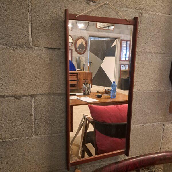 Vintage Mirror with Teak Frame For Sale - Image 4 of 4