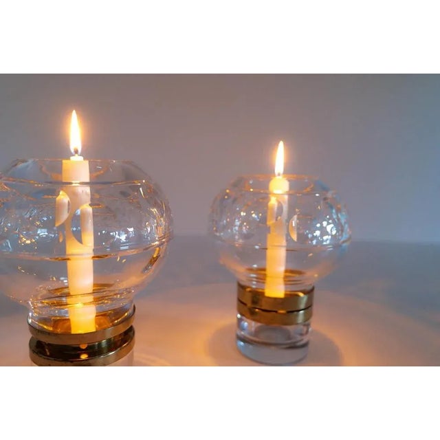 Scandinavian Modern Clear Crystal Candle Holders from Orrefors, Sweden, Set of 2 For Sale - Image 11 of 14