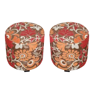 Vintage Bohemian Poufs in Post Modern Velvet Upholstered Stools 1970s Style