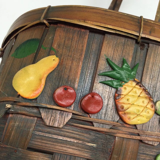 Vintage Oak Strapped Market Basket For Sale - Image 11 of 12