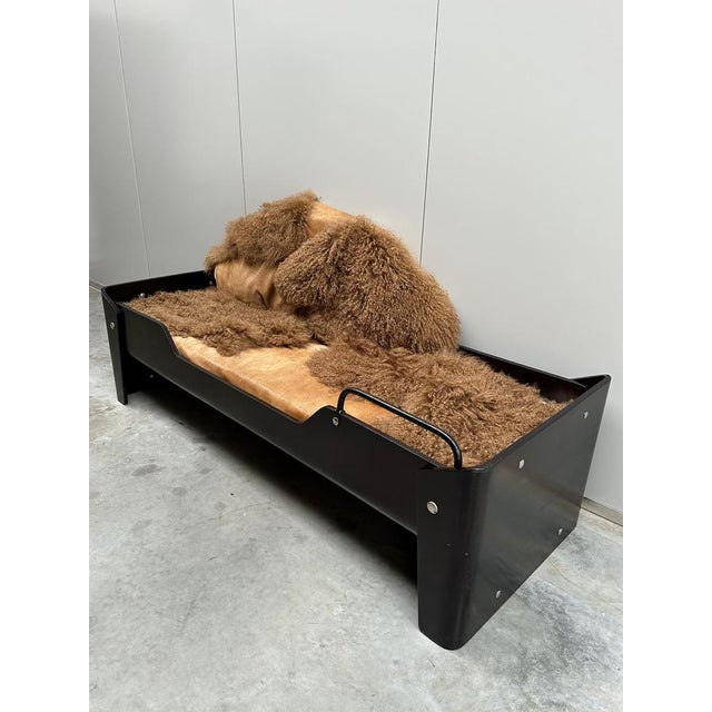 Wood Daybed with Carine Boxy Upholstery by Jules Wabbes, 1960s For Sale - Image 7 of 8