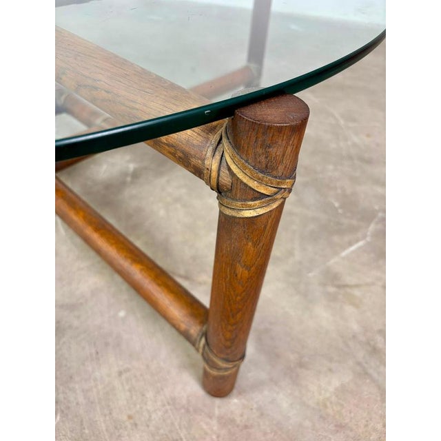 Brown Bamboo and Leather Coffee Table by Frank Kaufeld for McGuire, 1960s For Sale - Image 8 of 10