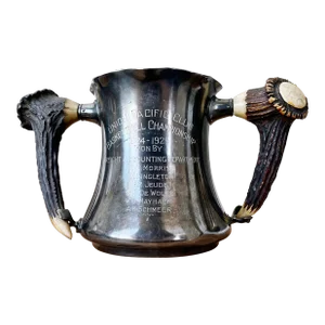 1925 Silver Plated Union Pacific Railroad Basketball Trophy With Deer Antler Handles