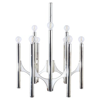 Mid-Century Italian Silver-Plated Chandelier by Gaetano Sciolari for Lightolier, 1960s For Sale
