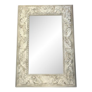 Mid Century Large Coastal Wall Mirror With Monkey and Palm Leaf Motifs For Sale