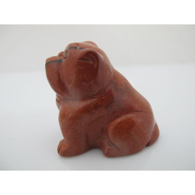 Carved Polished Red Jasper Miniature Bull Dog Figurine For Sale - Image 4 of 8