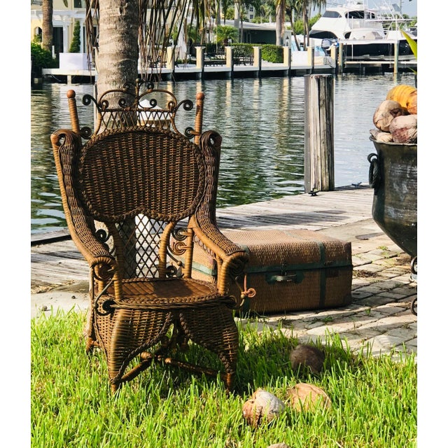 Taupe Heywood- Wakefield American Victorian Wicker Arm Chair For Sale - Image 8 of 12