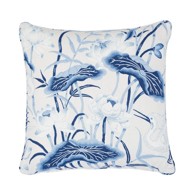 Schumacher Lotus Garden Pillow in Porcelain For Sale In Charlotte - Image 6 of 6