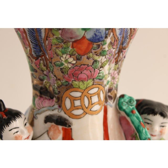 Gold Vintage Famille Rose Porcelain Fertility Vase, Chinese, 11.5" For Sale - Image 8 of 9