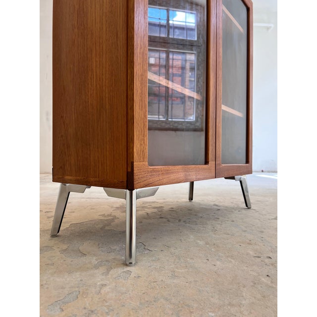 Teak Display Cabinet with New Chrome Feet by H. W. Klein for Bramin For Sale - Image 10 of 11