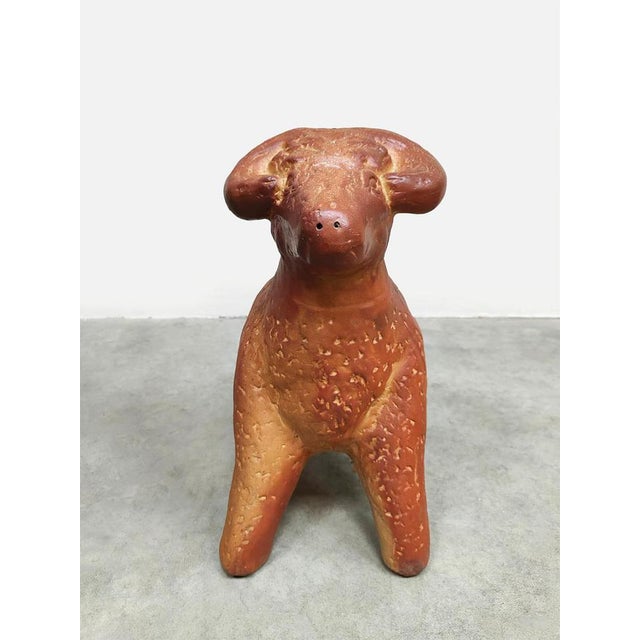 Large Vintage Decorative Ceramic Ram Sculpture For Sale - Image 4 of 8