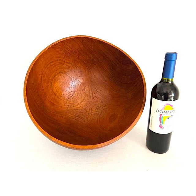 Mid 20th Century Organic Modern Extra Large Hand Turned Teak Wood Bowl For Sale - Image 10 of 15