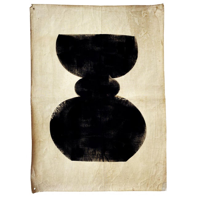 Textile "Forms 03" Painting on Vintage Cotton For Sale - Image 7 of 7