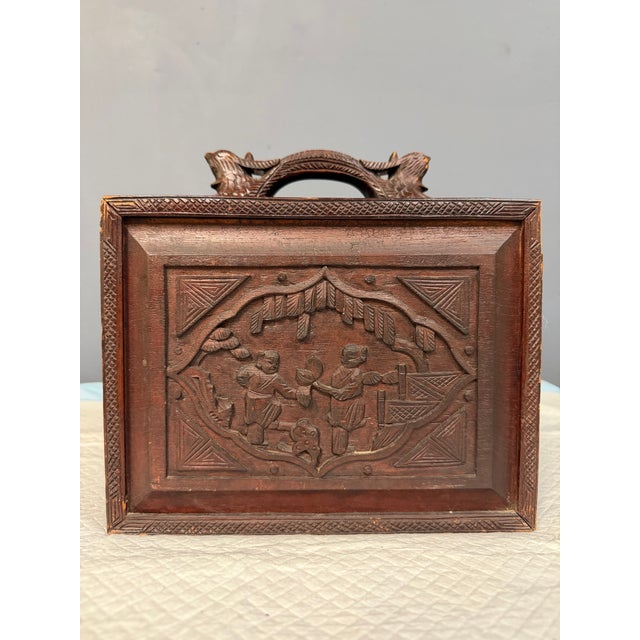 Antique Chinese Mahjong Set in Carved Dragon-Motif Wood Case, Early 20th Century For Sale - Image 13 of 15