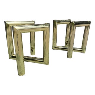 1970s Karl Springer Style Brass Z Side Table Bases. A Pair For Sale