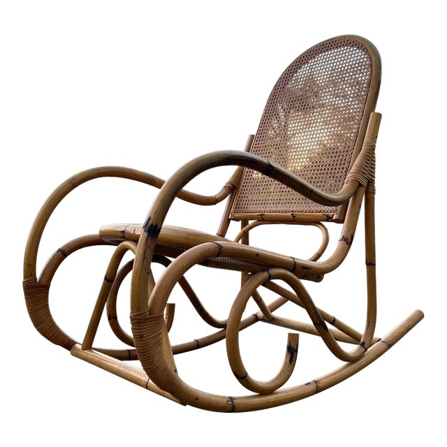 Vintage Boho Rattan / Cane Rocking Chair Chairish