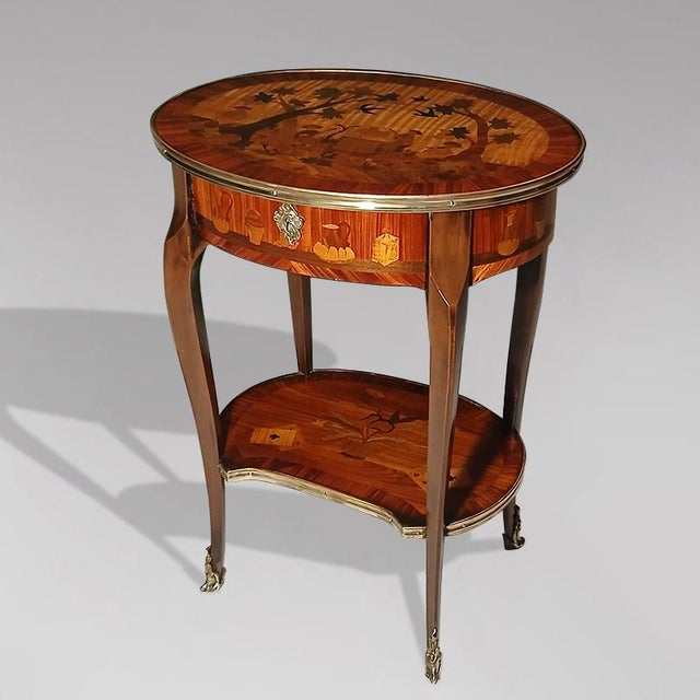 1900 - 1909 Small Louis XV Style Marquetry Side Table, 1900 For Sale - Image 5 of 6