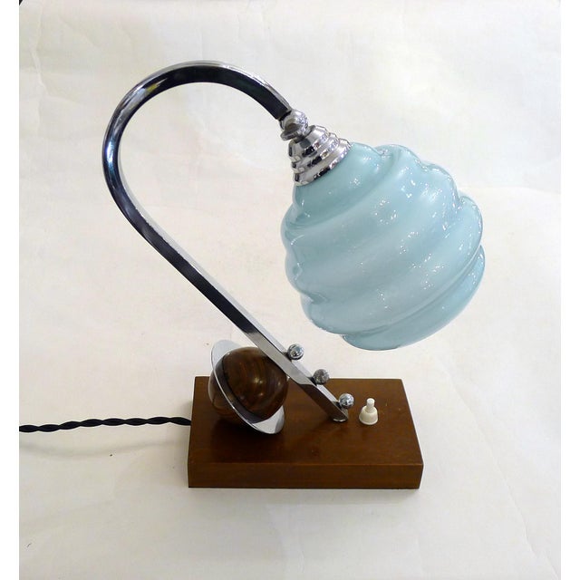 Art Deco Sculptural Saturn Table Lamp in Light Blue Opaline Glass, 1930s For Sale - Image 13 of 13