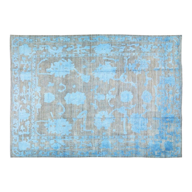 Contemporary Oushak Hand Knotted Wool Rug, 9'10"x14' For Sale
