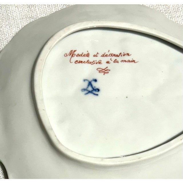 White MCM Italian Sèvres Hand Made Porcelain Leaf With Gold Rim Catchall For Sale - Image 8 of 8
