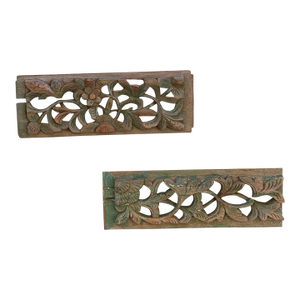 Set of 2, Forest Green Wall Carvings