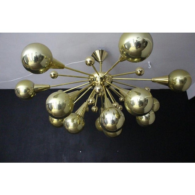 Gold Color Mercury Chandelier with Globes of Murano Glass in the Form of Half Sputnik, 1980s For Sale - Image 9 of 16