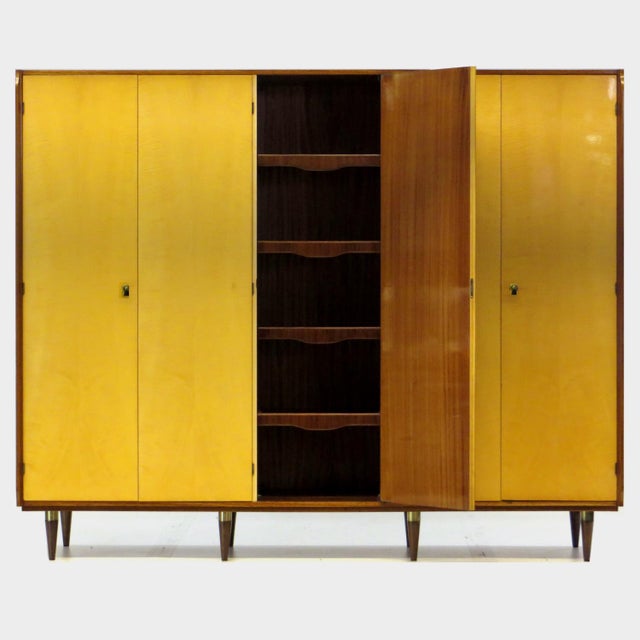 Mid-Century Modern Vintage Mid-Century Modern 5-Door Wardrobe in Flame Maple & Teak, 1960s For Sale - Image 3 of 12