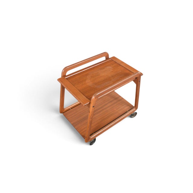 Mid 20th Century Danish Modern Flip Top Bar Cart in Teak + Cream Laminate For Sale In San Francisco - Image 6 of 11
