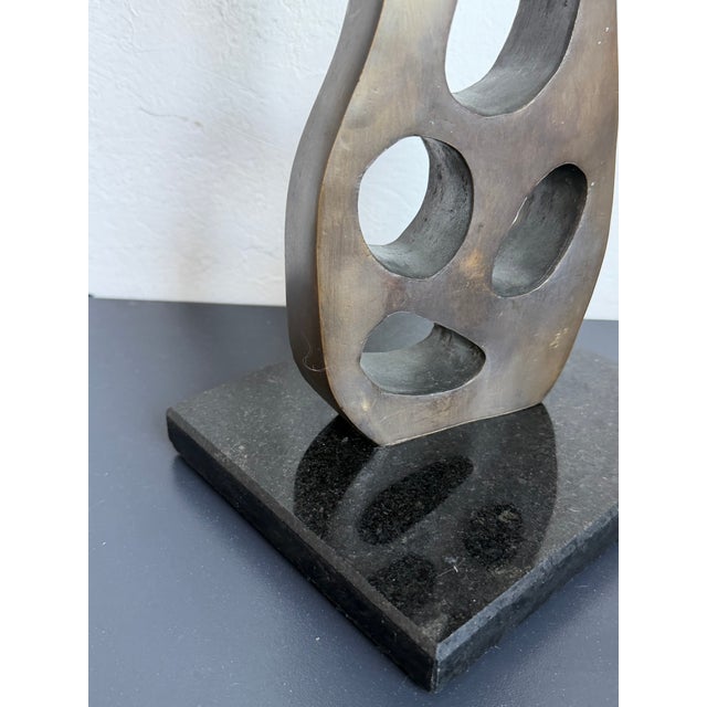 Abstract Patinated Bronze Sculpture on Granite Base by Del Guerra, Brazil 1980s For Sale - Image 10 of 12
